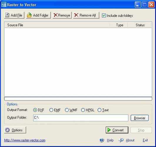 Convert raster images and scanned drawings to HPGL, DXF, WMF, and EMF vector.